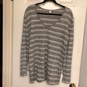 BP grey and white stripped v-neck sweater